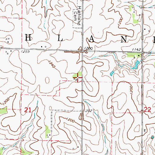Topographic Map of Dodge Post Office (historical), IA