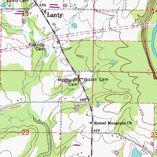 Topographic Map of Bizzell Cemetery, AR