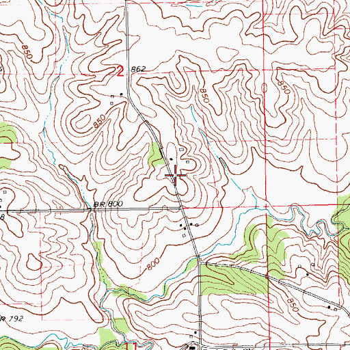 Topographic Map of Red Oak Post Office (historical), IA