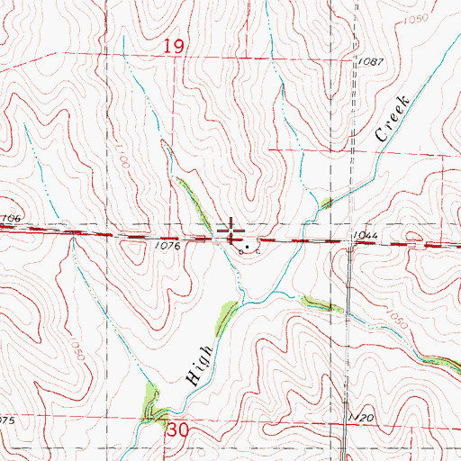 Topographic Map of High Creek Post Office (historical), IA
