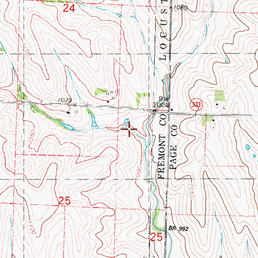 Topographic Map of Walkerville Post Office (historical), IA