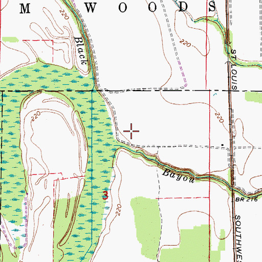 Topographic Map of Black Bayou, AR
