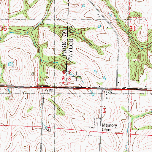Topographic Map of Memory Post Office (historical), IA