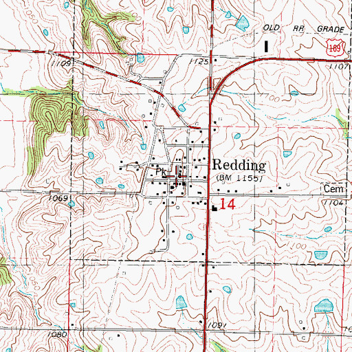 Topographic Map of Redding Post Office, IA