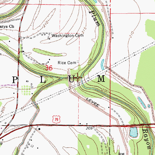 Topographic Map of Black Bayou, AR