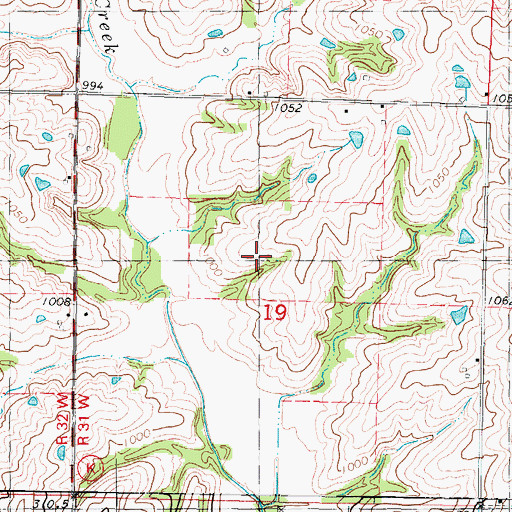 Topographic Map of Bozzaris Post Office (historical), IA