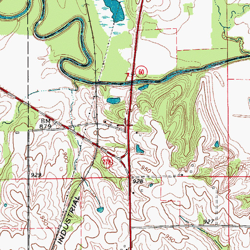 Topographic Map of Dennis Post Office (historical), IA