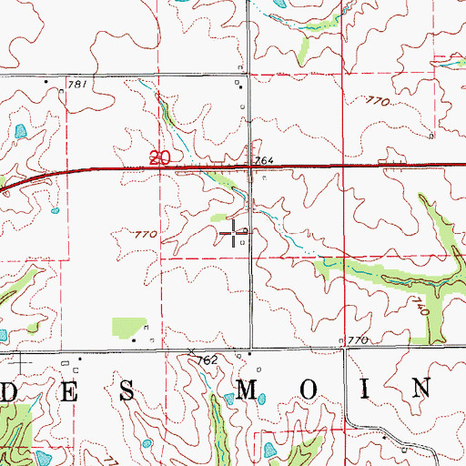 Topographic Map of Home Post Office (historical), IA
