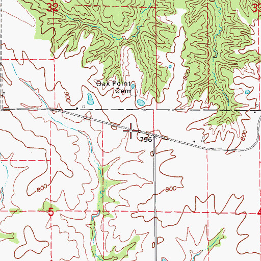 Topographic Map of Oak Point Post Office (historical), IA
