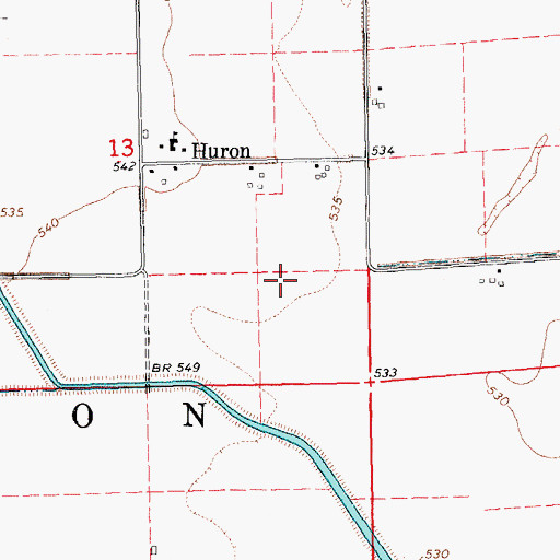 Topographic Map of Huron Post Office (historical), IA