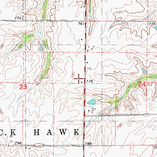 Topographic Map of Baker Post Office (historical), IA