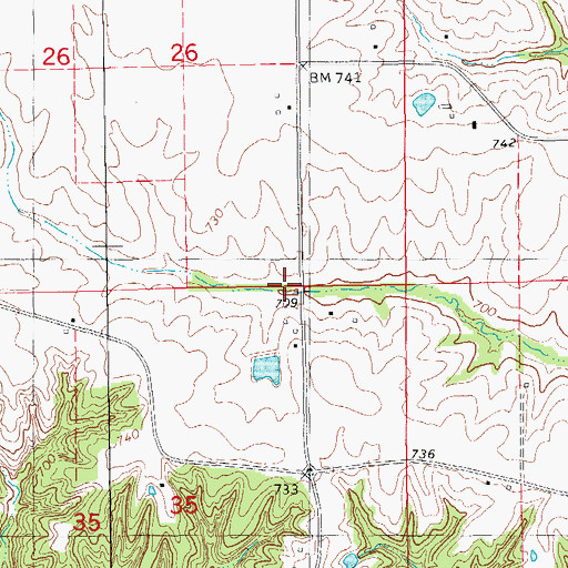 Topographic Map of Vega Post Office (historical), IA