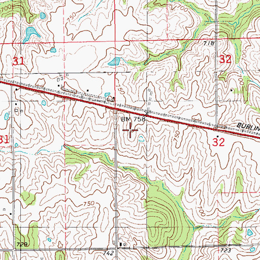 Topographic Map of Glendale Post Office (historical), IA