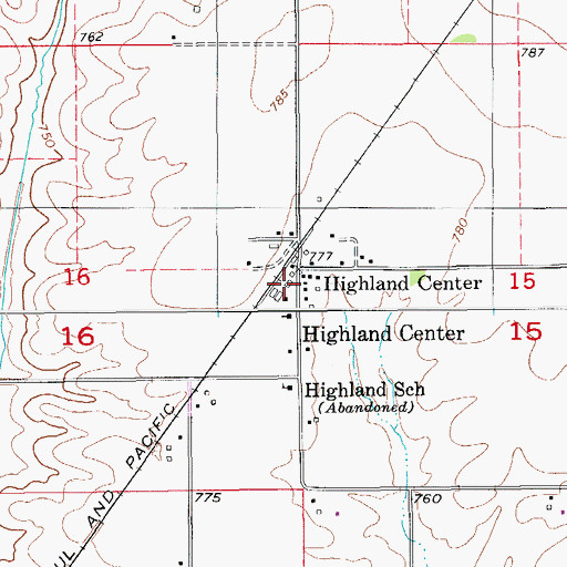 Topographic Map of Highland Center Post Office (historical), IA