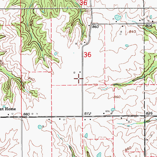 Topographic Map of Cooperville Post Office (historical), IA