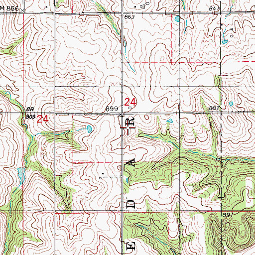 Topographic Map of Coalton Post Office (historical), IA