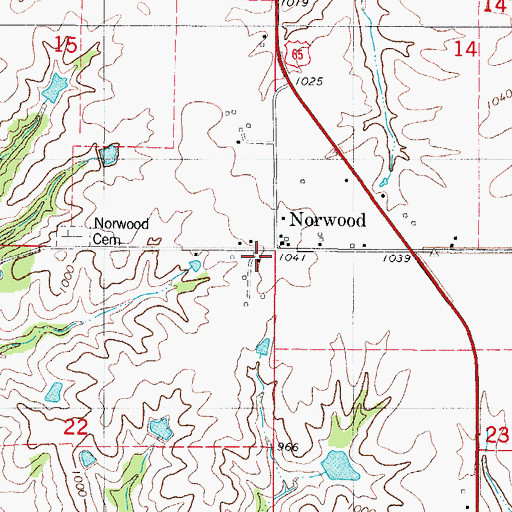 Topographic Map of Norwood Post Office (historical), IA