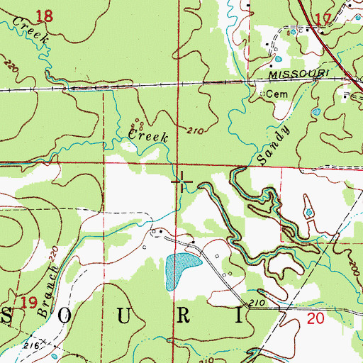 Topographic Map of Black Branch, AR