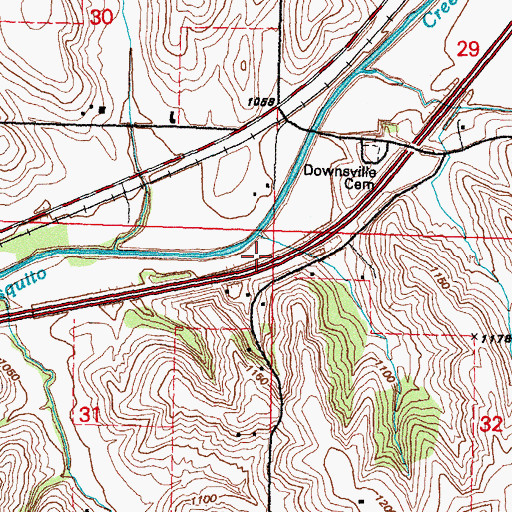 Topographic Map of Downsville Post Office (historical), IA