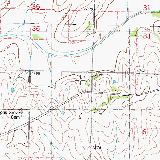 Topographic Map of Newlons Grove Post Office (historical), IA