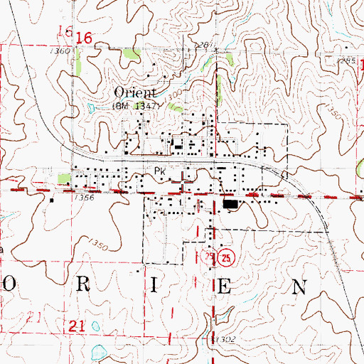 Topographic Map of Orient Post Office, IA