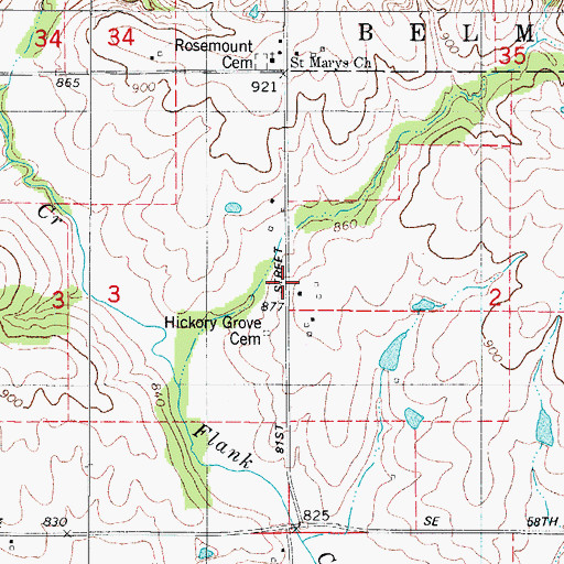 Topographic Map of Rosemont Post Office (historical), IA