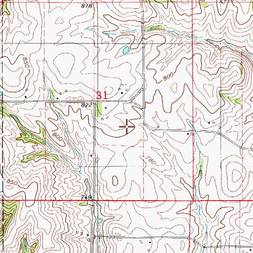 Topographic Map of Iola Post Office (historical), IA