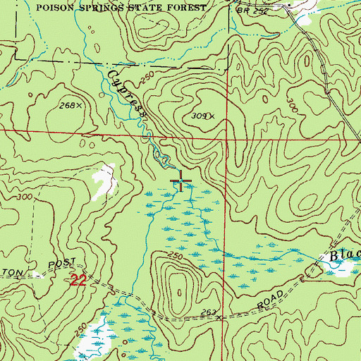 Topographic Map of Black Branch, AR