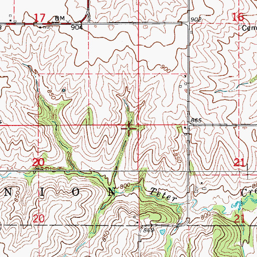 Topographic Map of Lucas Grove Post Office (historical), IA