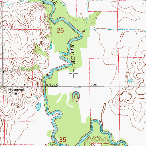 Topographic Map of Hopewell Post Office (historical), IA
