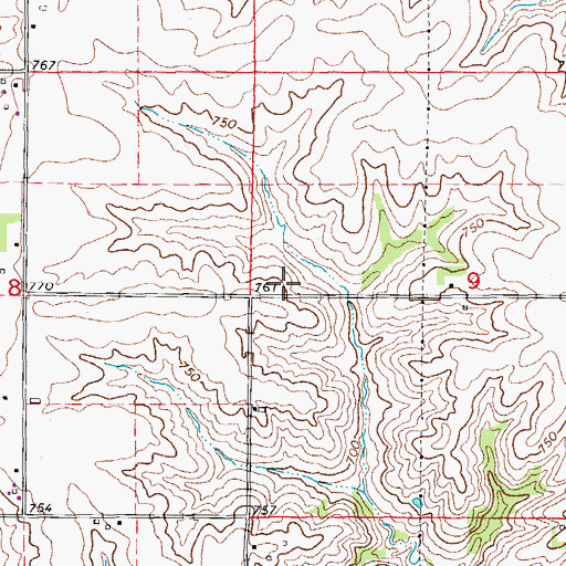 Topographic Map of Dairy Post Office (historical), IA