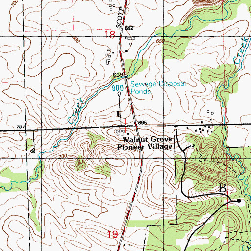 Topographic Map of Walnut Grove Post Office (historical), IA