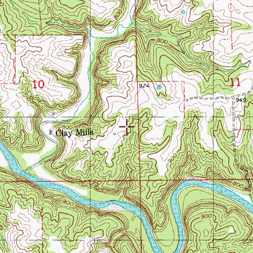 Topographic Map of Walters Mill Post Office (historical), IA