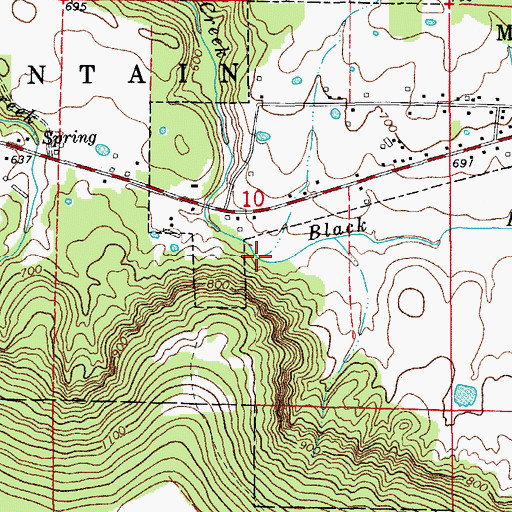 Topographic Map of Black Branch, AR