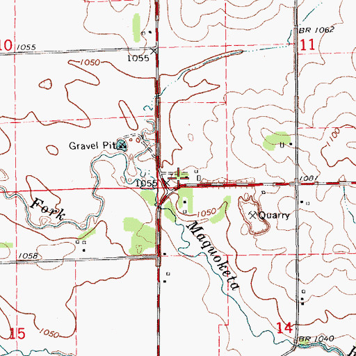 Topographic Map of Wards Corners Post Office (historical), IA