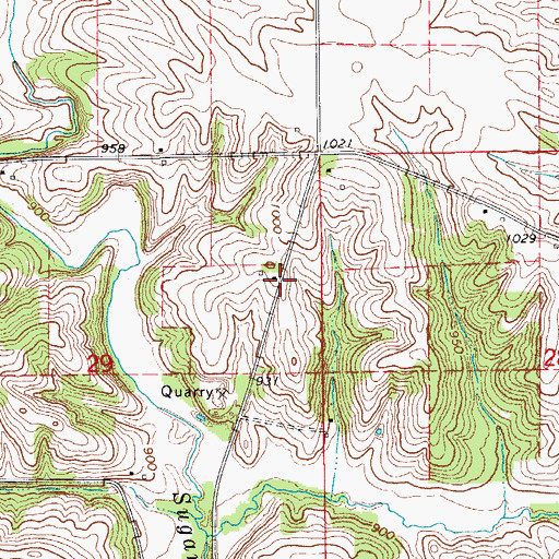 Topographic Map of Vineyard Post Office (historical), IA