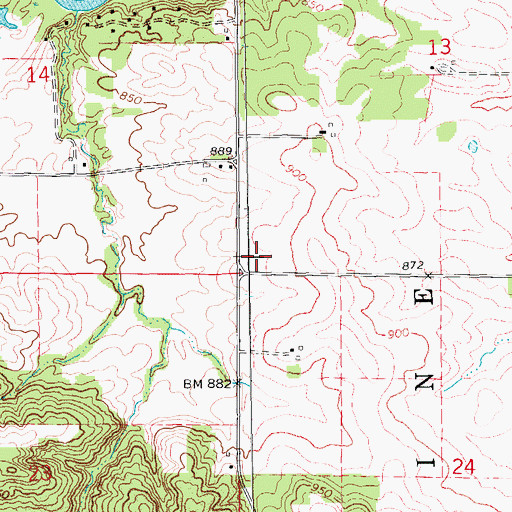 Topographic Map of Flemingville Post Office (historical), IA