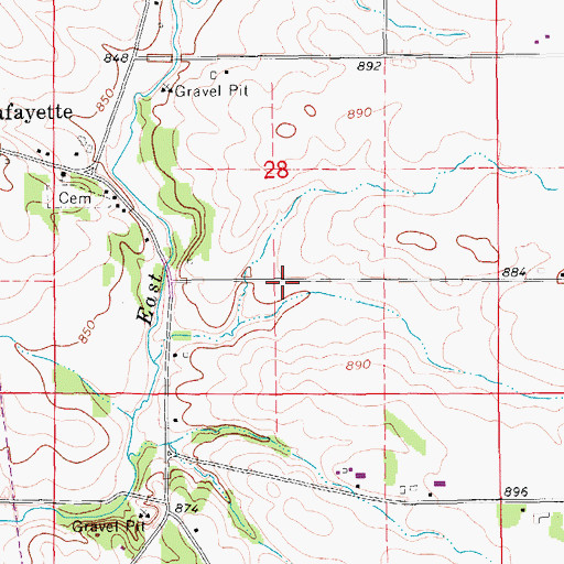 Topographic Map of La Fayette Post Office (historical), IA