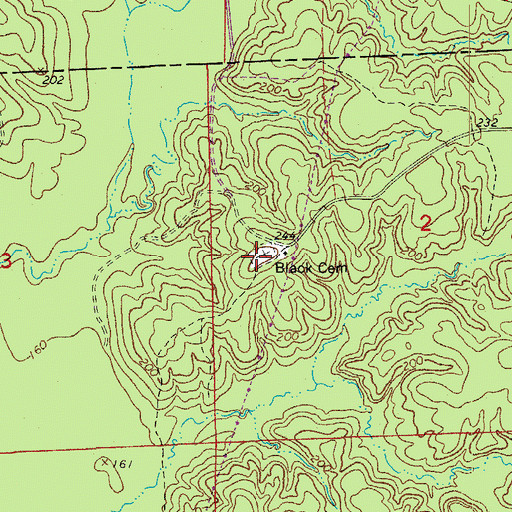 Topographic Map of Black Cemetery, AR