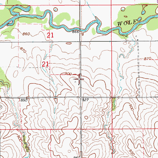 Topographic Map of Evergreen Post Office (historical), IA
