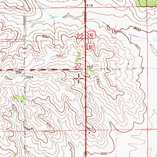 Topographic Map of Buckingham Post Office (historical), IA