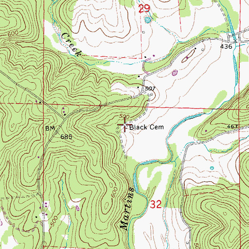 Topographic Map of Black Cemetery, AR
