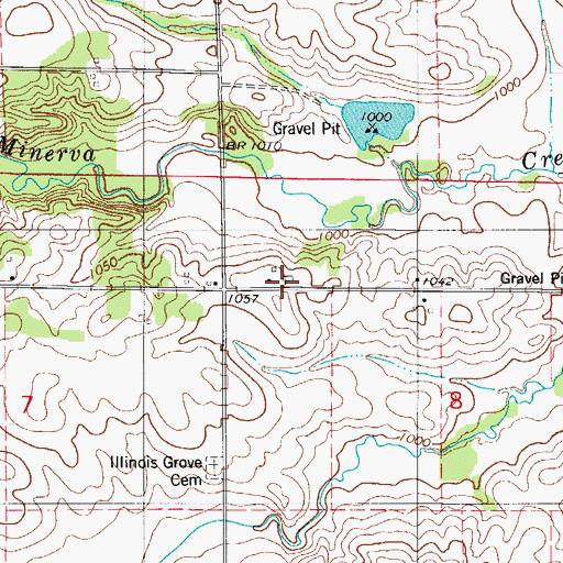 Topographic Map of Illinois Grove Post Office (historical), IA