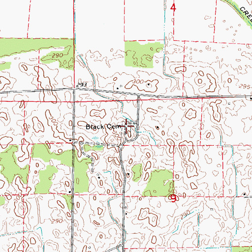 Topographic Map of Black Cemetery, AR