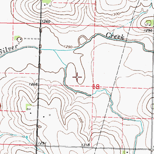 Topographic Map of Silver Creek Post Office (historical), IA