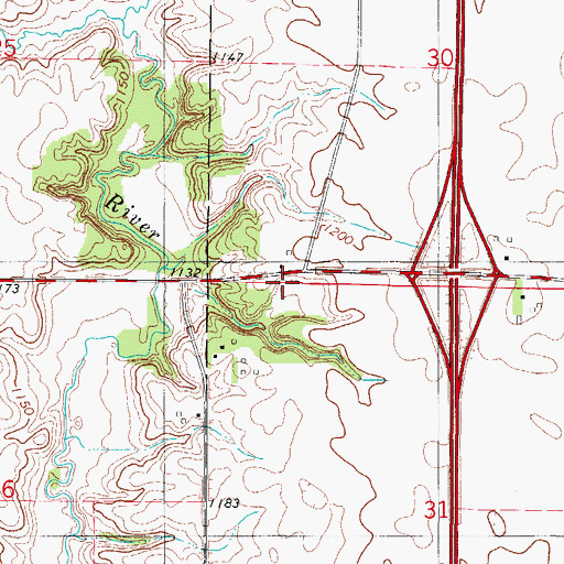 Topographic Map of Rose Grove Post Office (historical), IA