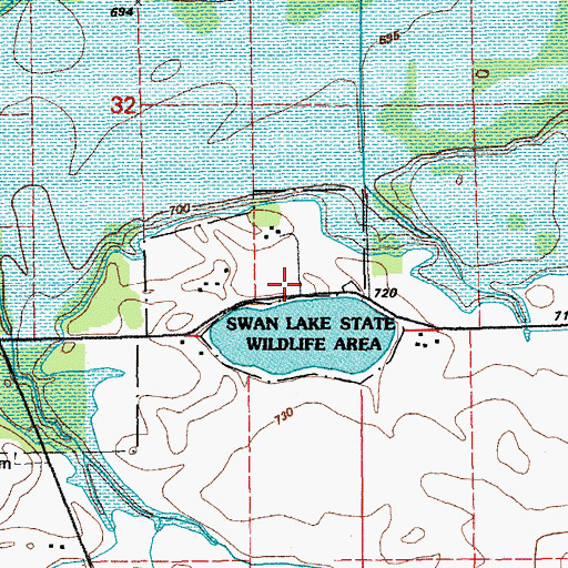 Topographic Map of Swan Lake State Wildlife Area, IA