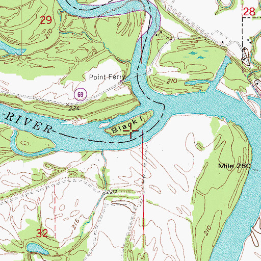 Topographic Map of Black Island, AR