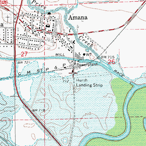 Topographic Map of Amana Airport, IA