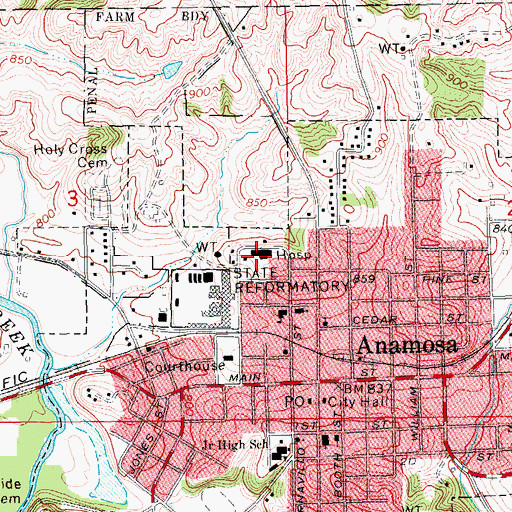 Topographic Map of Anamosa Community Hospital Heliport, IA